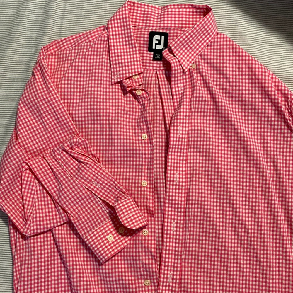 Footjoy button down dress shirt.